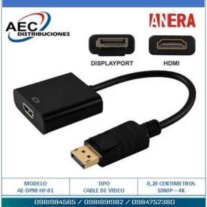 CABLE PUERTO DISPLAY MACHO A HDMI HEMBRA 20CM
