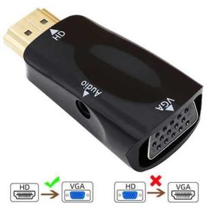 ADAPTADOR HDMI MACHO A VGA HEMBRA + AUDIO 3.5 - PEQUEÑO