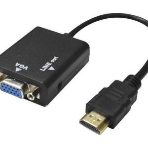 ADAPTADOR CABLE CONVERTIDOR VGA + AUDIO A HDMI CAJA BLANCO-NEGRO