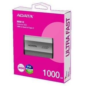 SSD ADATA EXTERNO SD810 1TB USB-C SILVER 2000MB/S IP68 WATER RESISTANCE