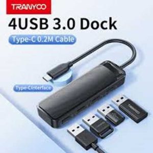 HUB TRANYOO TIPO C 4 PUERTOS USB 1-USB 3.0 + 3-USB 2.0 C | 2.5CM