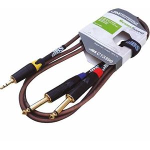 Cable de audio BS PLUG 3.5mm a 2 PLUG 1/4 mono