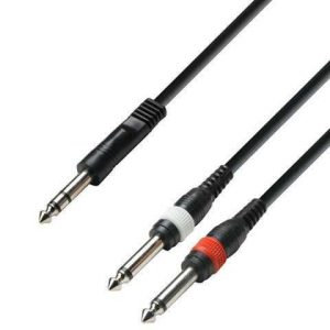 CABLE AUDIO 2 PLUG 6.3 A 2 PLUG 6.3 MONO 1MT ADAM HALL